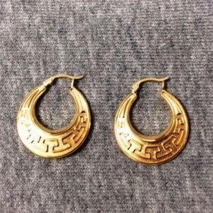 14k Gold Greek Key Earrings
